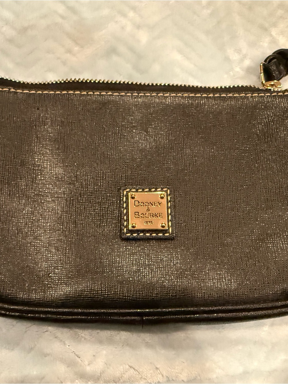 Dooney & Bourke Black Leather Small Crossbody with Gold Plaque